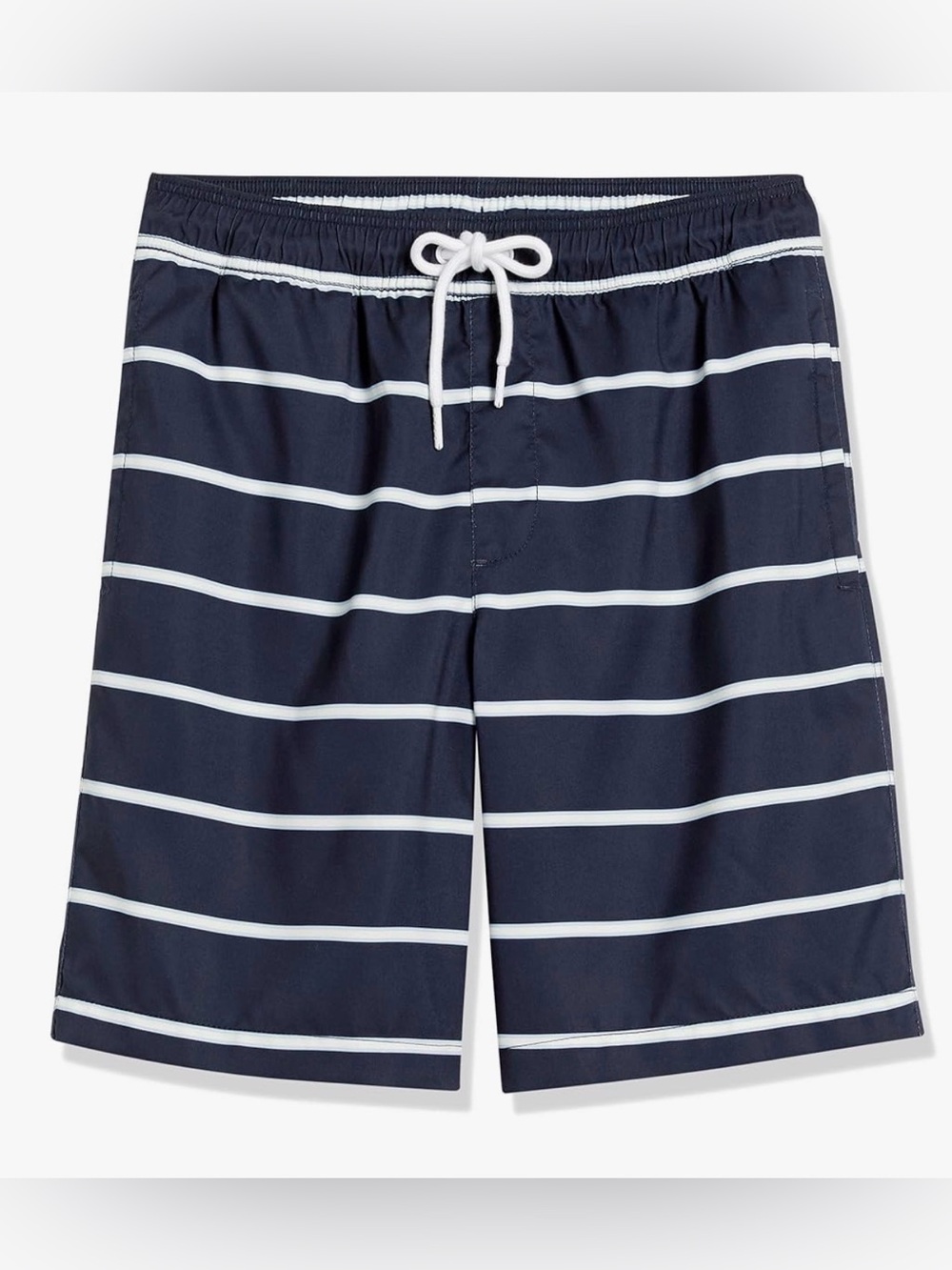 Amazon Essentials Navy and White Horizontal Stripe Swim Trunks